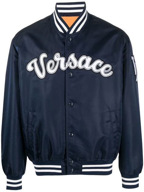 vintage versace silk bomber jacket|Versace varsity bomber jacket.